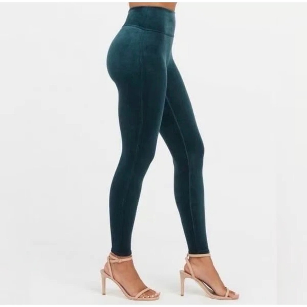 Spanx Velvet High Waisted Leggings Women M Green 2070